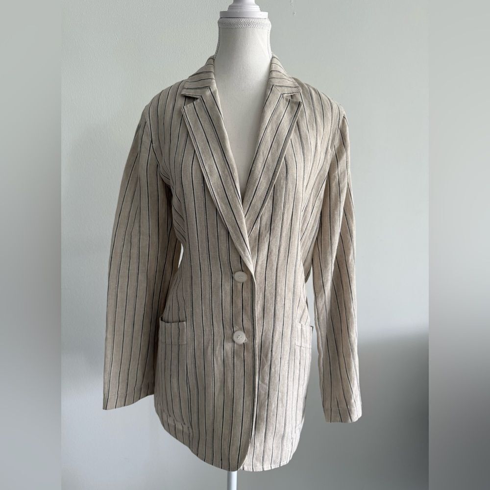 Striped Beige Women's Blazer